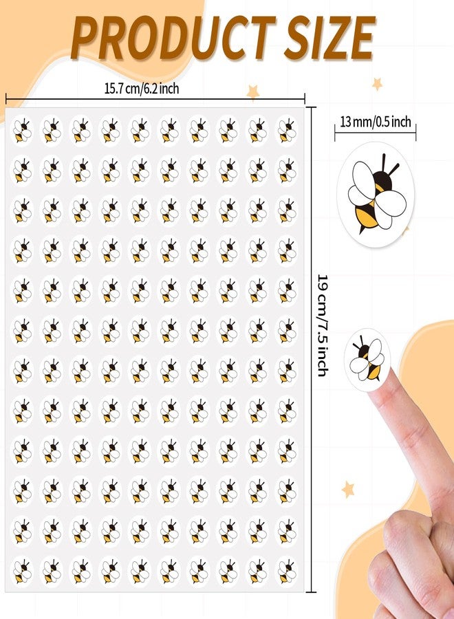 WANGHENG 2400 Pcs Small Stickers for Kids,Mini Bee Sticker Cartoon Paper Small Decals Cute Self-Adhesive Stickers for Summer Party Envelopes Scrapbook Gifts DIY Supplies,0.5in（Bee） - Image 2